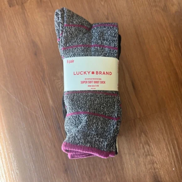 LUCKY BRAND Super Soft Boot Socks 6 Pack Multi Women’s Size 5-10 - Picture 2 of 11